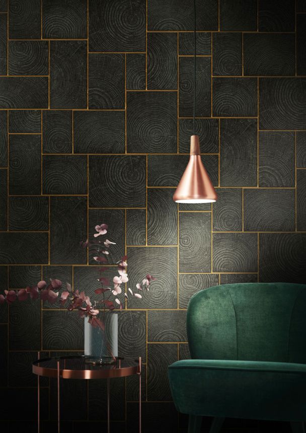 Black wood effect wallpaper 33223, Natural Opulence, Marburg
