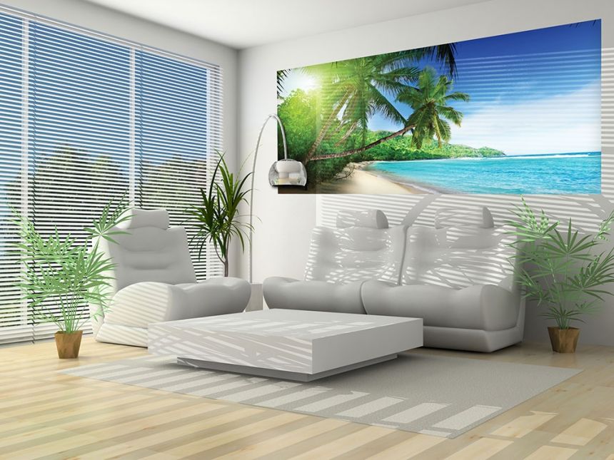 Non-woven photo mural wallpaper Palm trees and beach 44108, 250 x 104 cm, Photomurals, Vavex