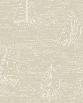 Beige wallpaper with sailboats 323011, Explore, Eijffinger