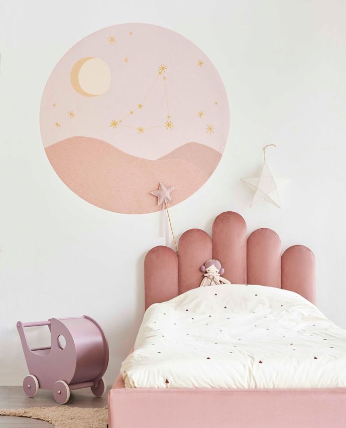 Pink circular wallpaper, Taurus Constellation 323123, Explore, Eijffinger, průměr 115 cm