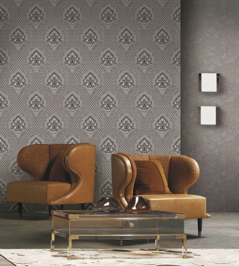 Luxury brown-silver baroque wallpaper, GF62032, Gianfranco Ferre´Home N.3, Emiliana Parati