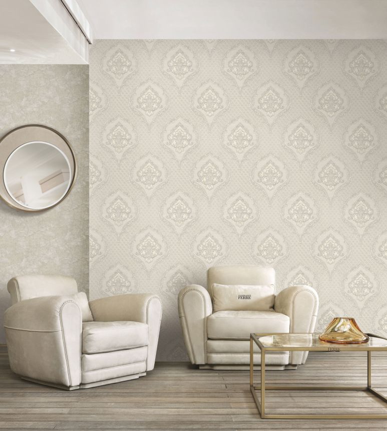 Luxury silver-cream baroque wallpaper, GF62038, Gianfranco Ferre´Home N.3, Emiliana Parati