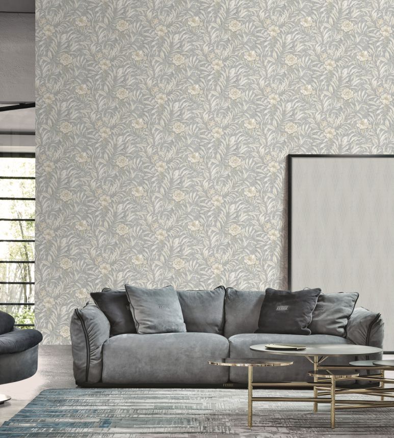 Luxury gold-blue floral non-woven wallpaper, GF62070, Gianfranco Ferre´Home N.3, Emiliana Parati