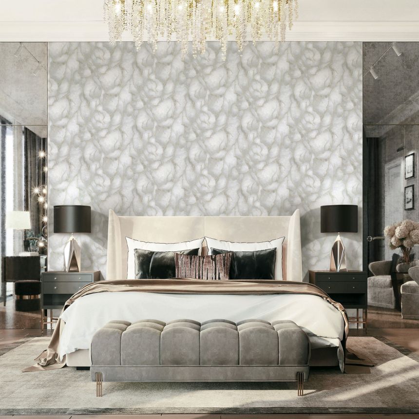 Luxury brown-silver non-woven wallpaper, stone imitation 86020, Valentin Yudashkin 5, Emiliana Parati