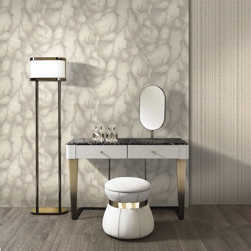 Luxury beige-silver non-woven wallpaper, stone imitation, 86026, Valentin Yudashkin 5, Emiliana Parati