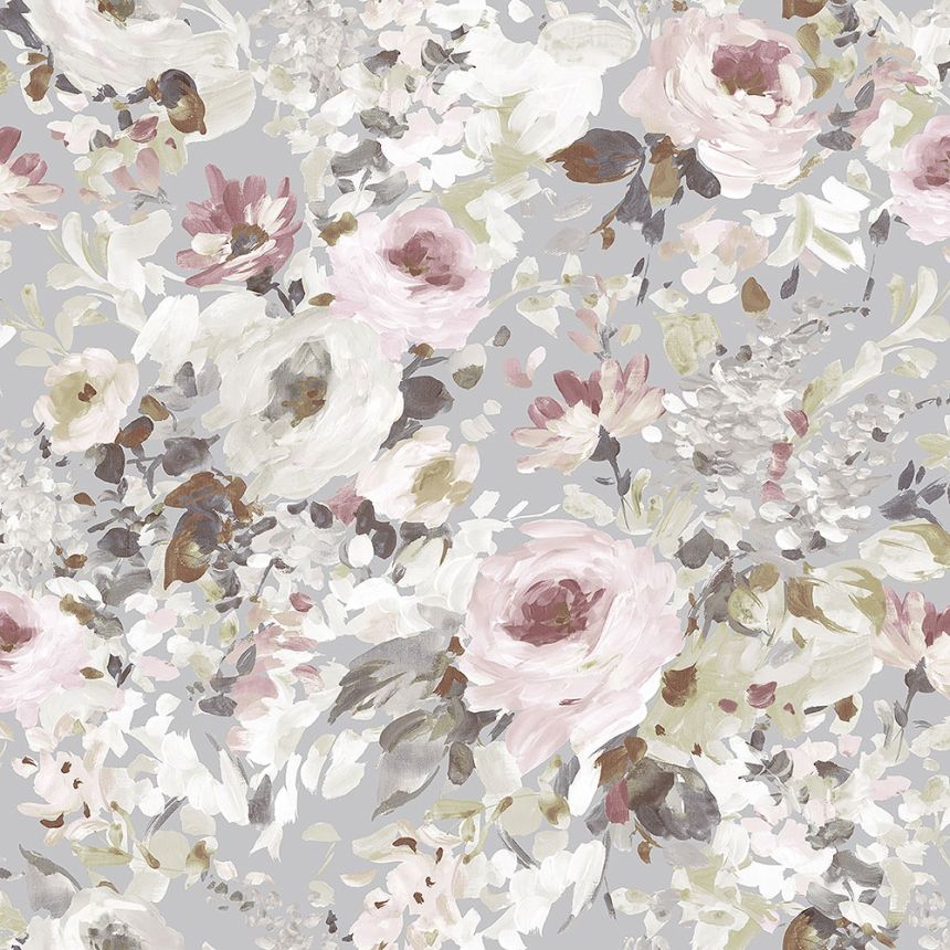 Luxury non-woven wallpaper EE22550, Flowers, Pastel Floral, Essentials, Decoprint