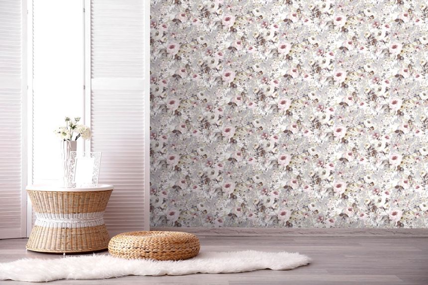 Luxury non-woven wallpaper EE22550, Flowers, Pastel Floral, Essentials, Decoprint