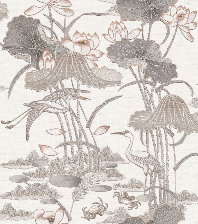 Luxury wallpaper with water lilies and birds, TP422701, Tapestry, Design ID