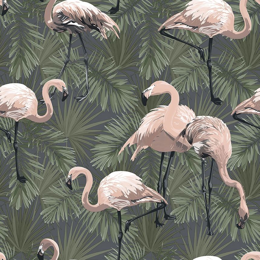 Luxury non-woven wallpaper with flamingos EE22533, Flamingo, Essentials, Decoprint