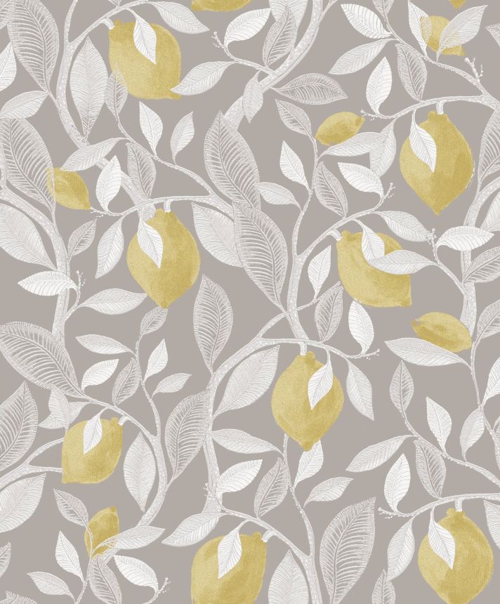 Gray wallpaper with a lemon tree,  ILA103, Aquila, Khroma by Masureel