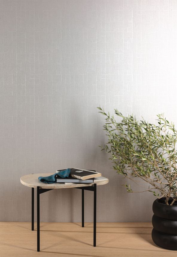 Gray-beige geometric pattern wallpaper,  ILA401, Aquila, Khroma by Masureel