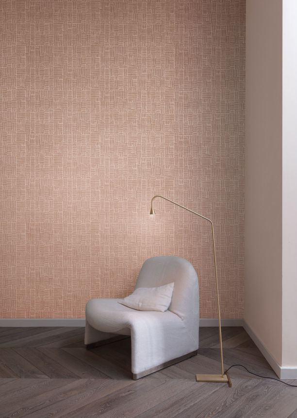 Old pink geometric pattern wallpaper,  ILA403, Aquila, Khroma by Masureel