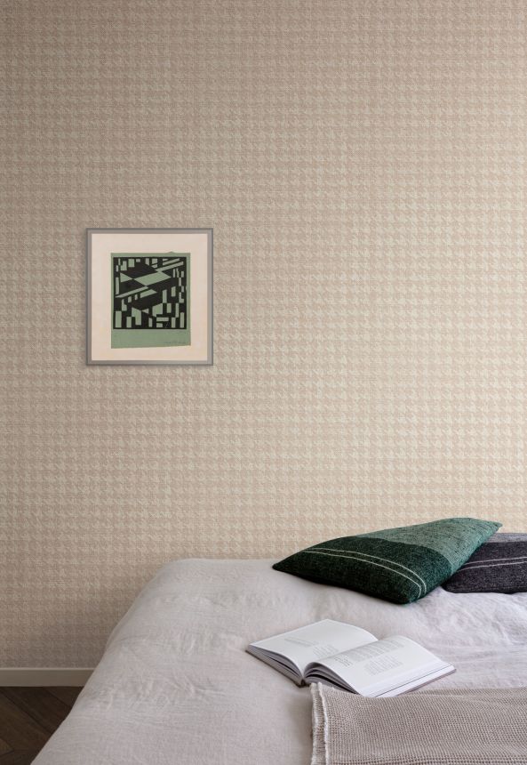 Beige wallpaper, fabric imitation, rooster foot pattern, ILA501, Aquila, Khroma by Masureel