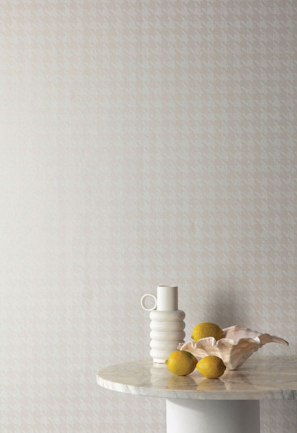 White wallpaper, fabric imitation, rooster foot pattern, ILA504, Aquila, Khroma by Masureel