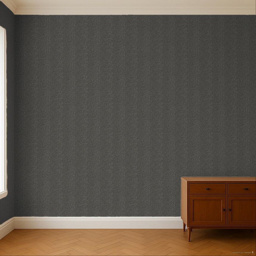 Black wallpaper, imitation tweed striped fabric, ILA605, Aquila, Khroma by Masureel