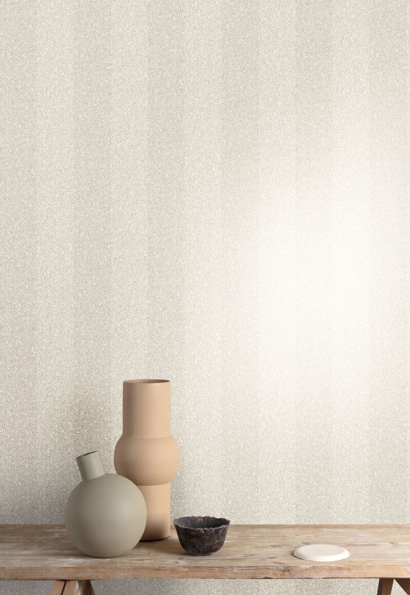 Gray wallpaper, imitation tweed striped fabric, ILA606, Aquila, Khroma by Masureel