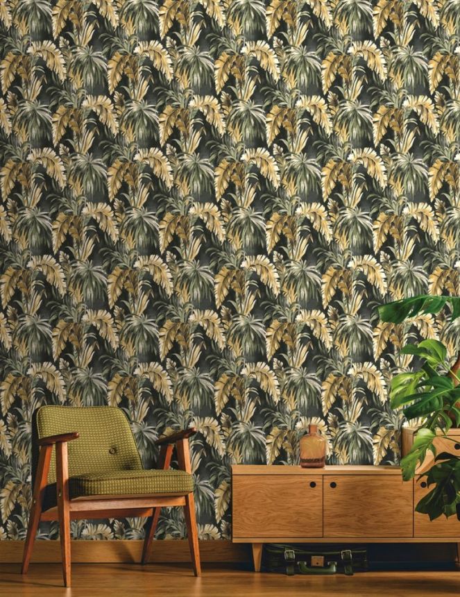 Luxury non-woven wallpaper Tropical Leaves EE22530, Essentials, Decoprint