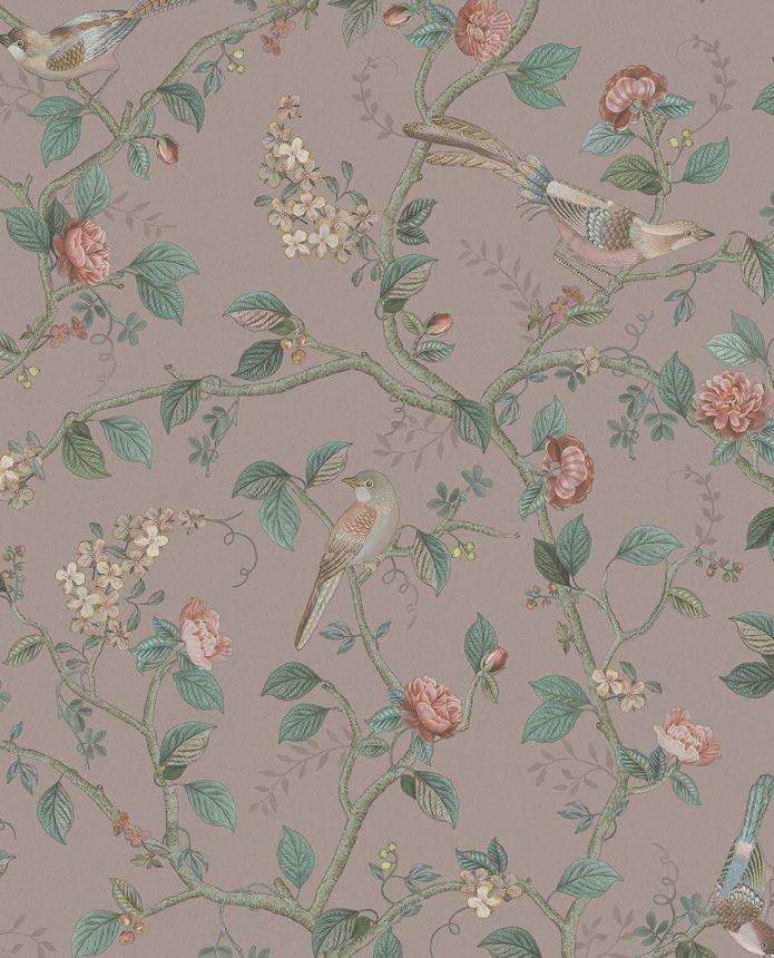 Pink wallpaper with birds and twigs, 333122 Pip Studio 6, Eijffinger