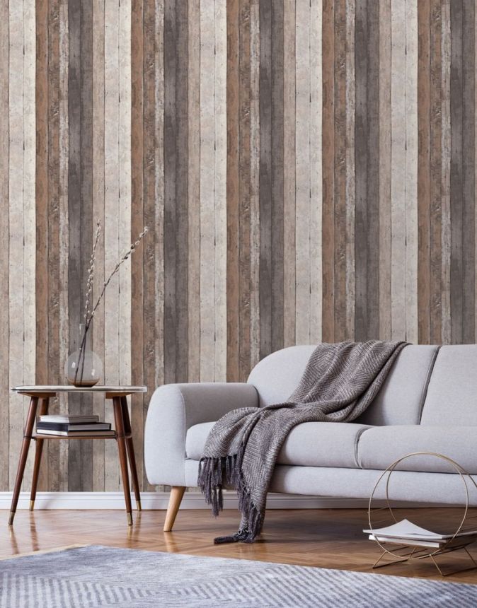 Luxury non-woven wallpaper Wood EE22570, Distressed Wood, Essentials, Decoprint