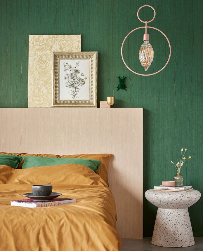 Green non-woven wallpaper, fabric imitation, 333256, Unify, Eijffinger