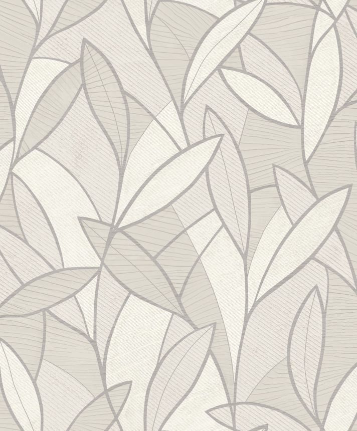Gray-silver wallpaper with leaves, AL26230, Allure, Decoprint