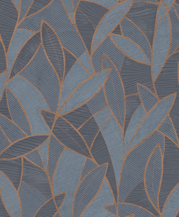 Blue-bronze wallpaper with leaves, AL26232, Allure, Decoprint