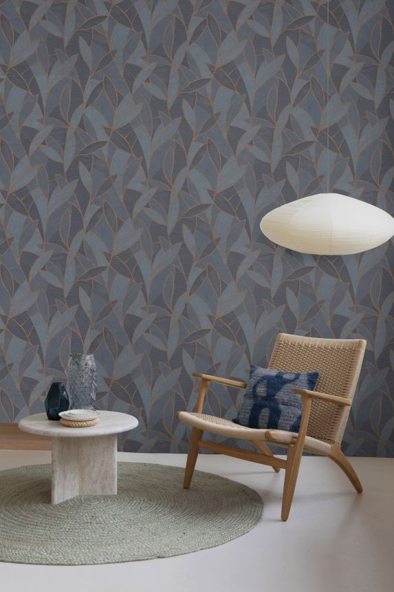 Grey-brown wallpaper with leaves, AL26234, Allure, Decoprint