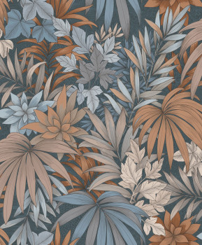 Blue wallpaper, jungle, leaves, AL26241, Allure, Decoprint