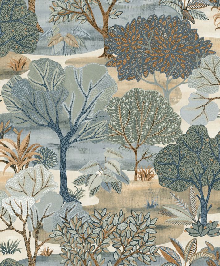 Blue wallpaper, trees, AL26252, Allure, Decoprint