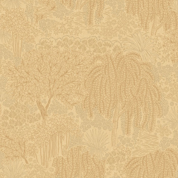 Ocher-gold wallpaper, trees, leaves, AL26262, Allure, Decoprint
