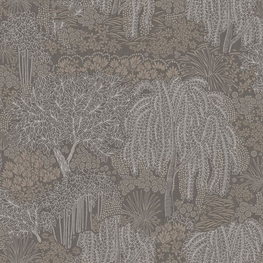 Gray-silver wallpaper, trees, leaves, AL26265, Allure, Decoprint