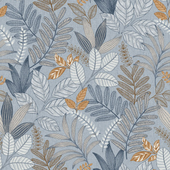 Blue wallpaper with leaves, AL26293, Allure, Decoprint