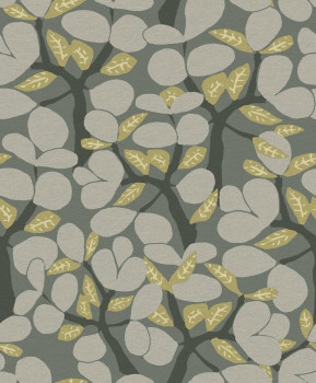Green-gray wallpaper, twigs, trees, BA26052, Brazil, Decoprint