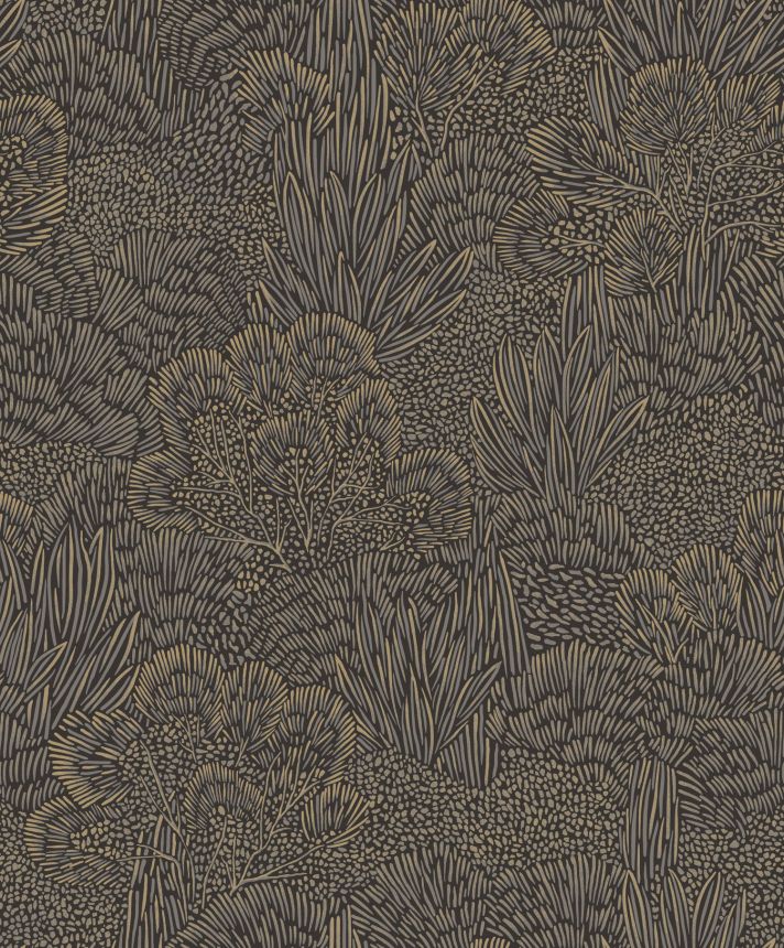 Black-gold wallpaper, landscape, trees, BA26065, Brazil, Decoprint
