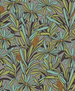 Green-grey floral wallpaper, BA26071, Brazil, Decoprint