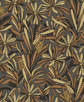 Gray-brown floral wallpaper, BA26072, Brazil, Decoprint
