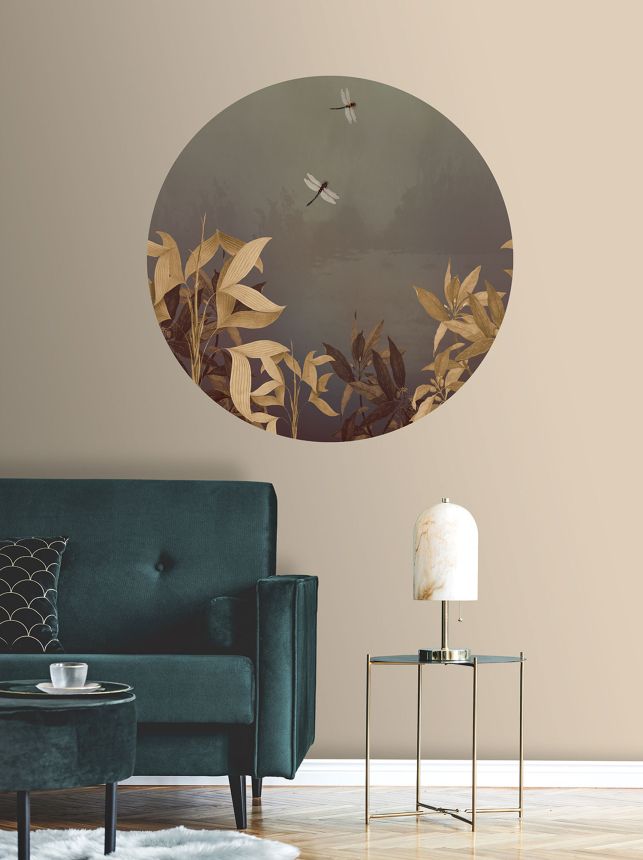 Pre-pasted circular non-woven wallpaper, Dragonflies, PLC045, Platinum Shapes, Decoprint