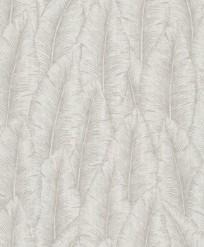 Grey-white wallpaper, leaves, CU3204, Cumaru, Grandeco