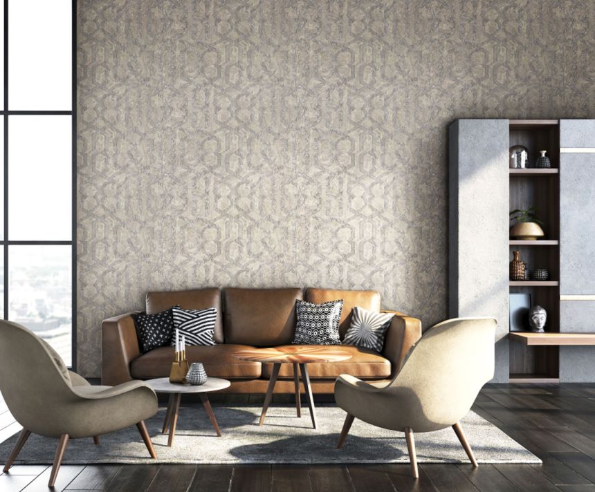 Gold-beige geometric marbled wallpaper, M69918, Splendor, Zambaiti Parati