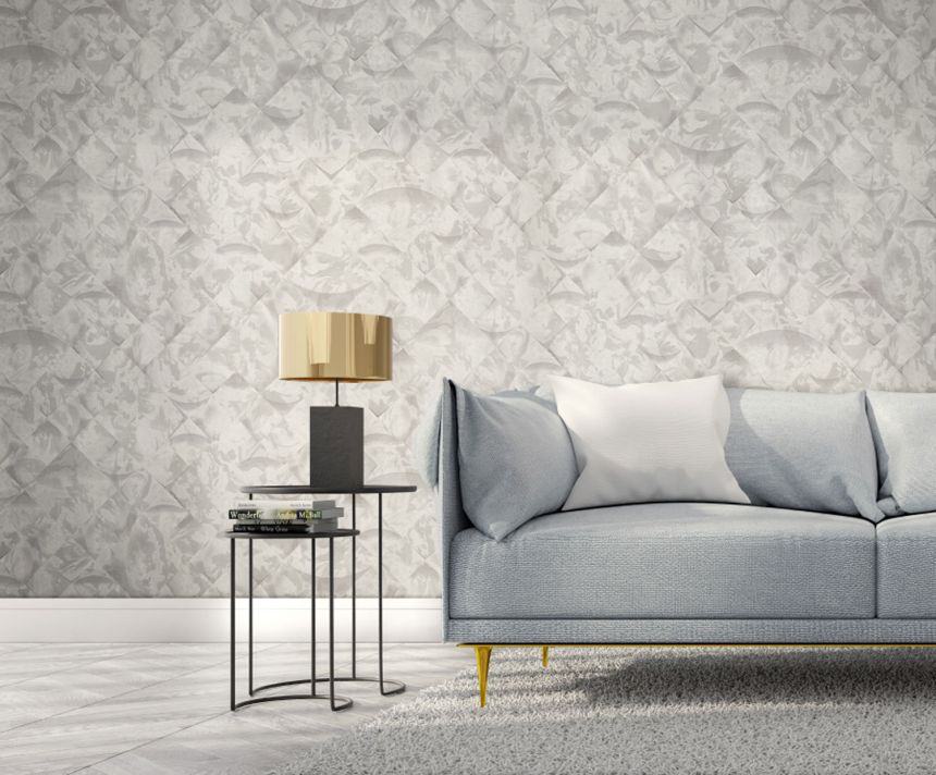 Gray geometric marbled wallpaper, M69935, Splendor, Zambaiti Parati