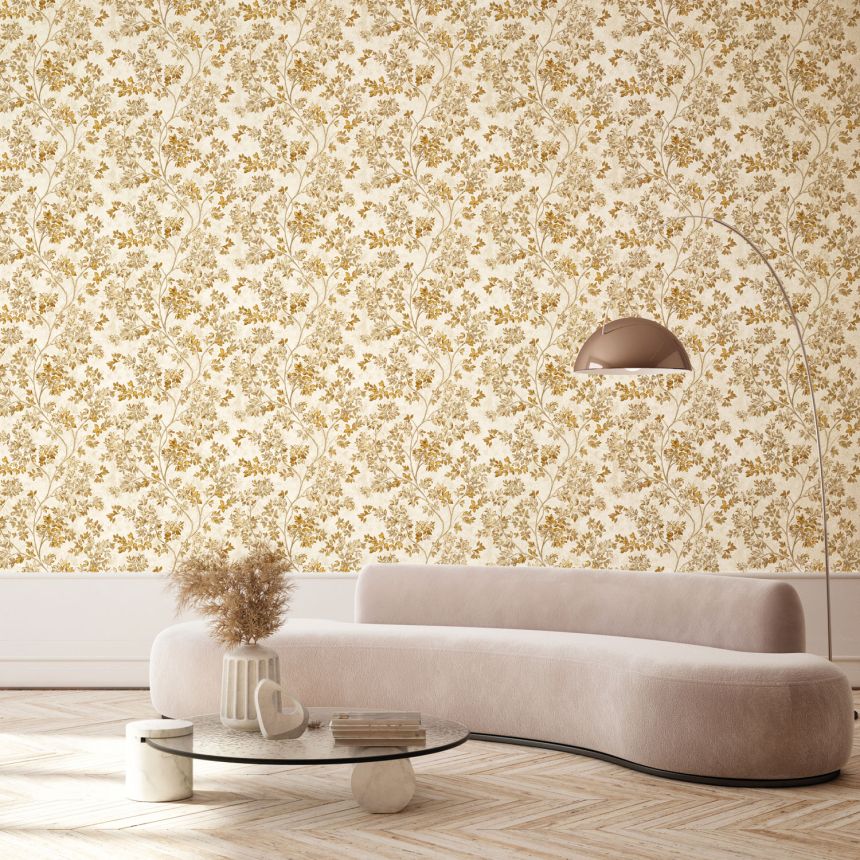 Luxury wallpaper with twigs, leaves, Z21704, Tradizione Italiana, Zambaiti Parati