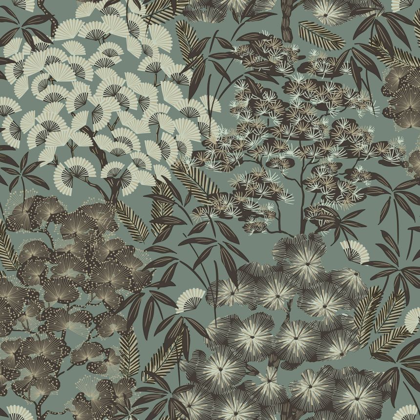 Green floral wallpaper, A63002, Vavex 2025