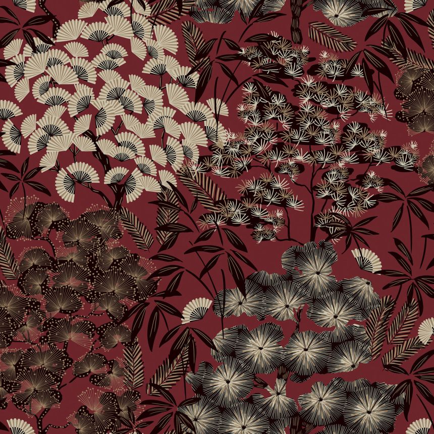 Wine red floral wallpaper, A63003, Vavex 2025