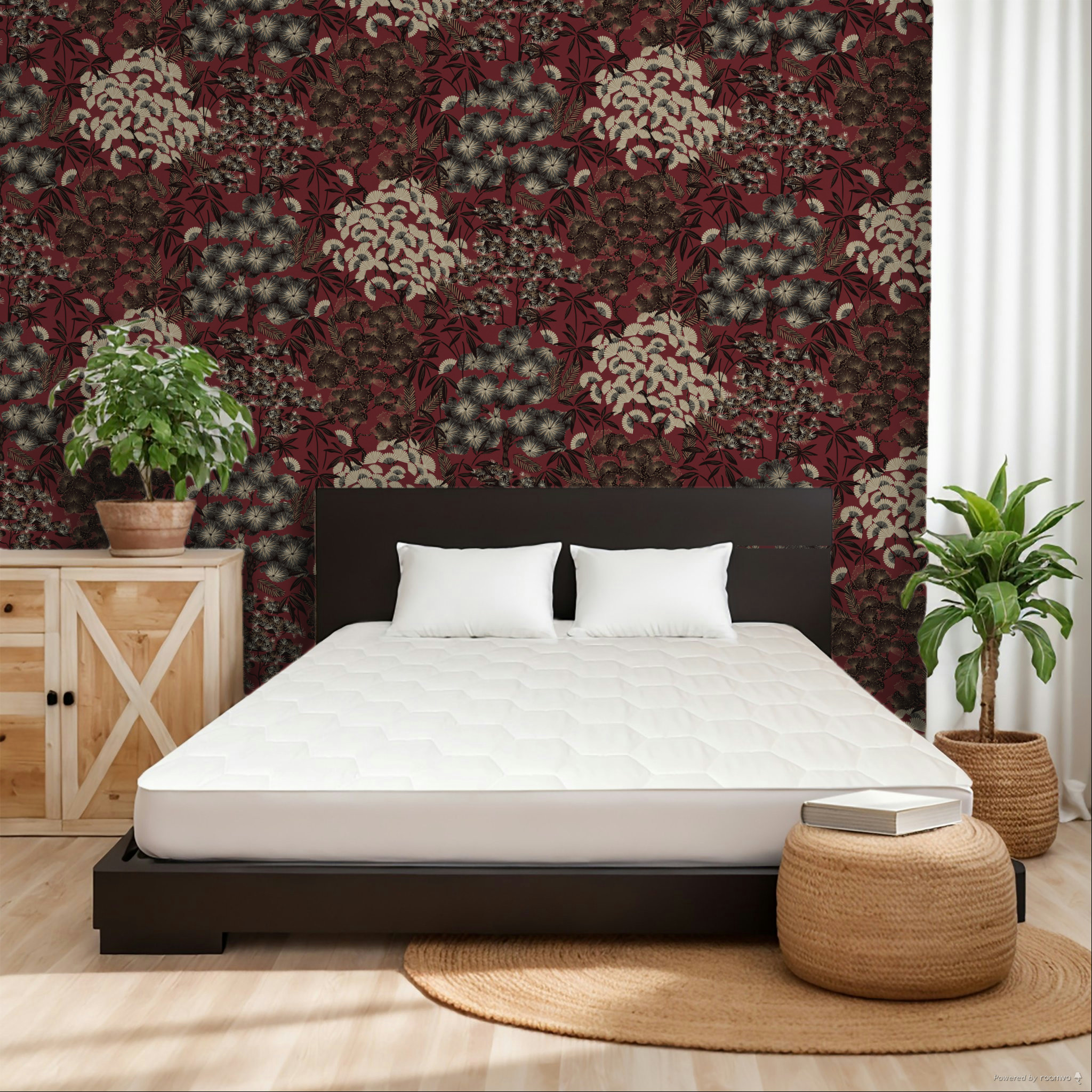 Wine red floral wallpaper, A63003, Vavex 2025