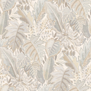 Beige wallpaper with leaves, A58402, Ciara, Grandeco