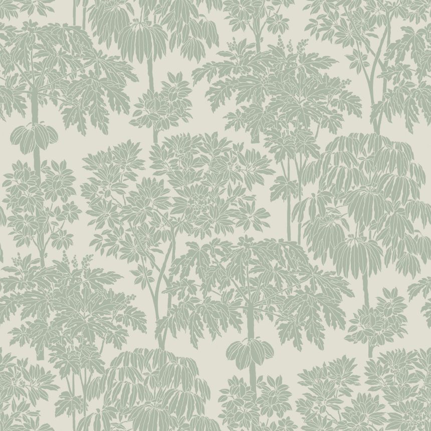 Cream wallpaper with green trees, A63402, Ciara, Grandeco