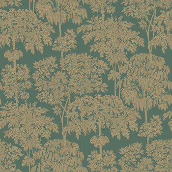 Green wallpaper with golden trees, A63403, Ciara, Grandeco