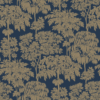 Blue wallpaper with golden trees, A63404, Ciara, Grandeco
