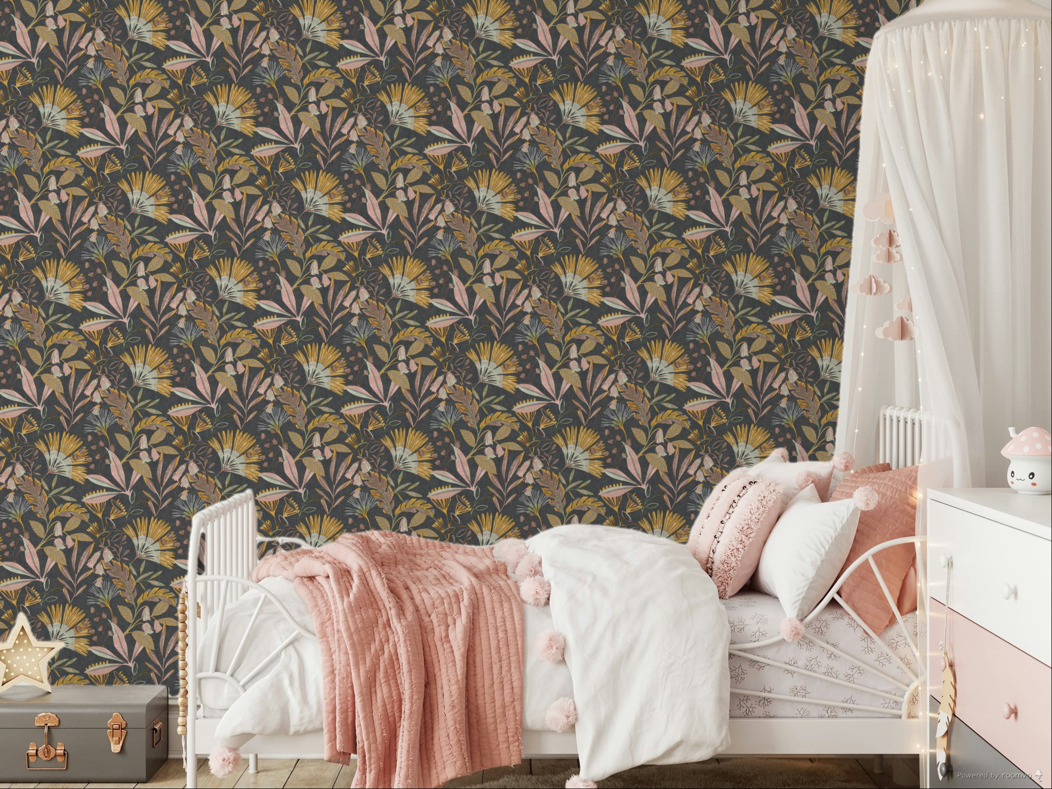 Wallpaper with flowers and leaves, A63803, Vavex 2025