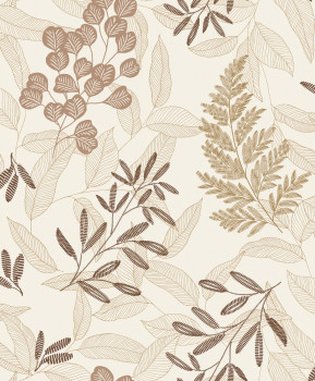 Beige wallpaper with twigs, leaves, A63902, Ciara, Grandeco